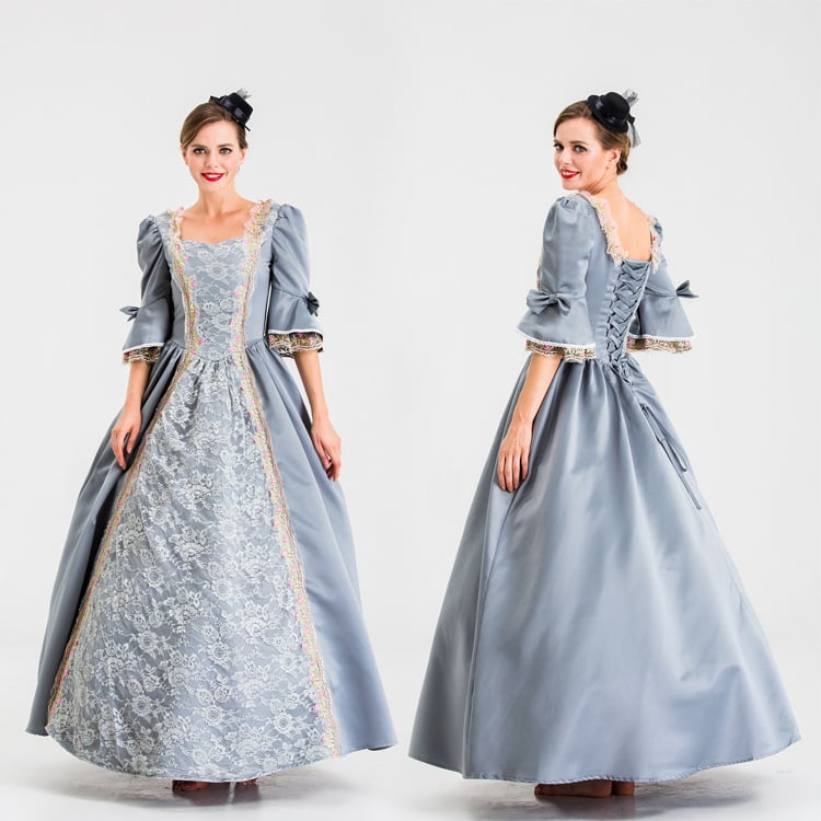 Medieval Dress with Lace-paneled Bell Sleeves